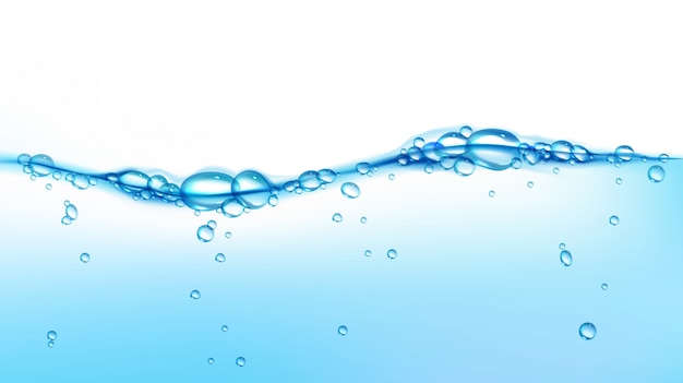 Free vector vector blue clean water wave with air bubbles background