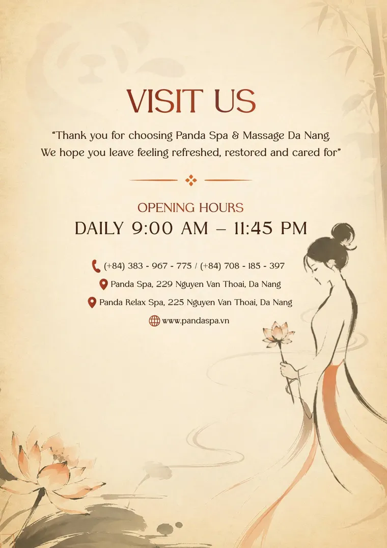 Panda Spa menu — Liên hệ Panda Spa