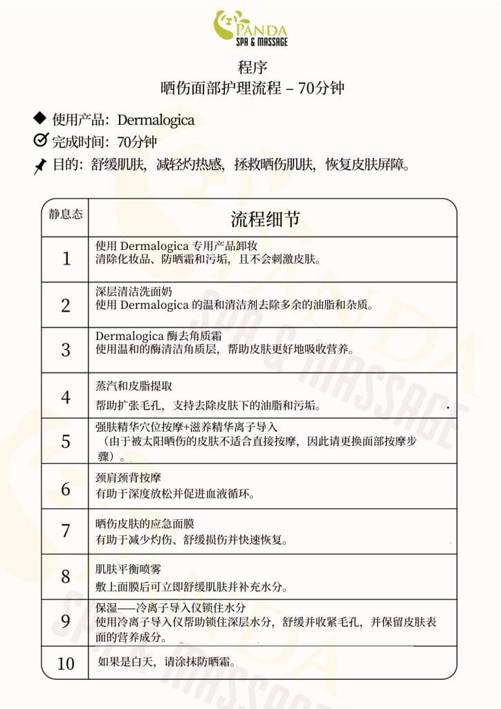 晒伤面部护理过程 – 70分钟