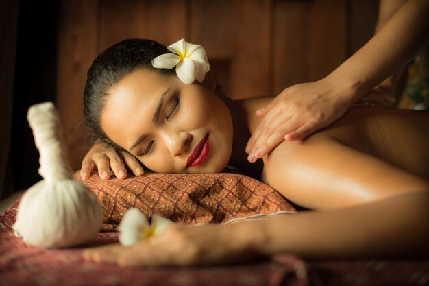 Woman getting a massage from another person Free Photo