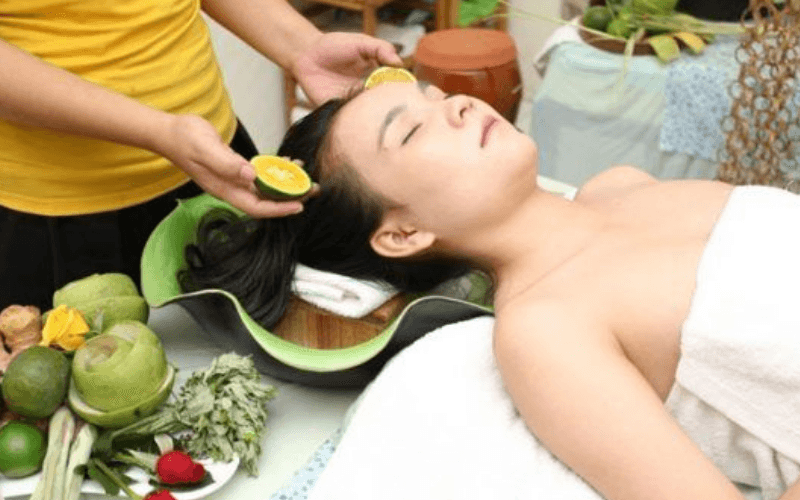 gội đầu dưỡng sinh massage đá nóng